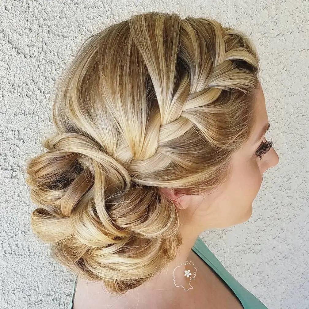 Low Bun with a Side Braid