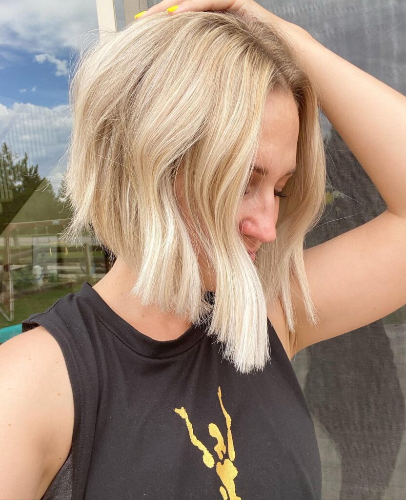 Blonde Wavy Angled Bob