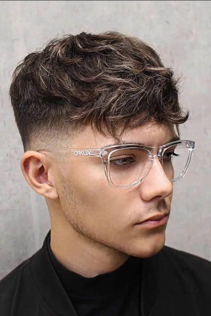 Messy Textured Hair With Hipster Taper Fade