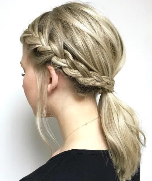 Side Braid with Low Ponytail