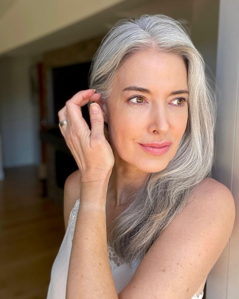Soft Layered Long Gray Wavy Hair