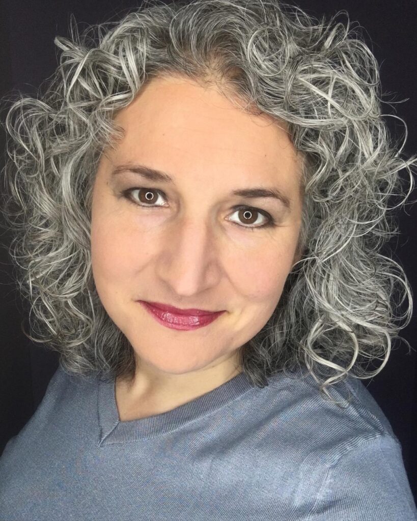 Curly Tousled Gray Blunt Cut