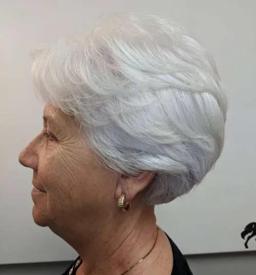 Short Feathered White Hairstyle