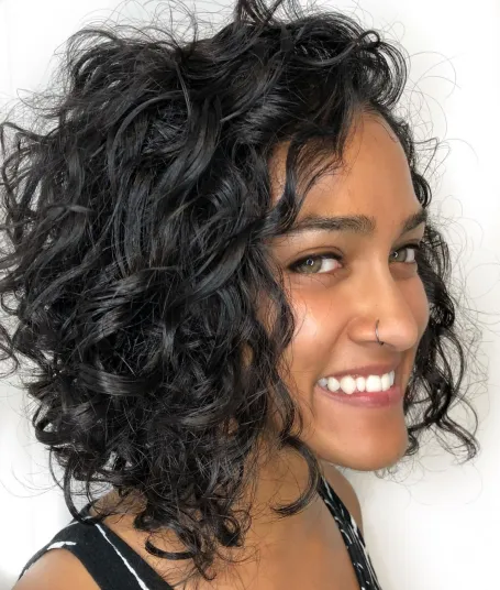 Inverted Messy Curly Bob