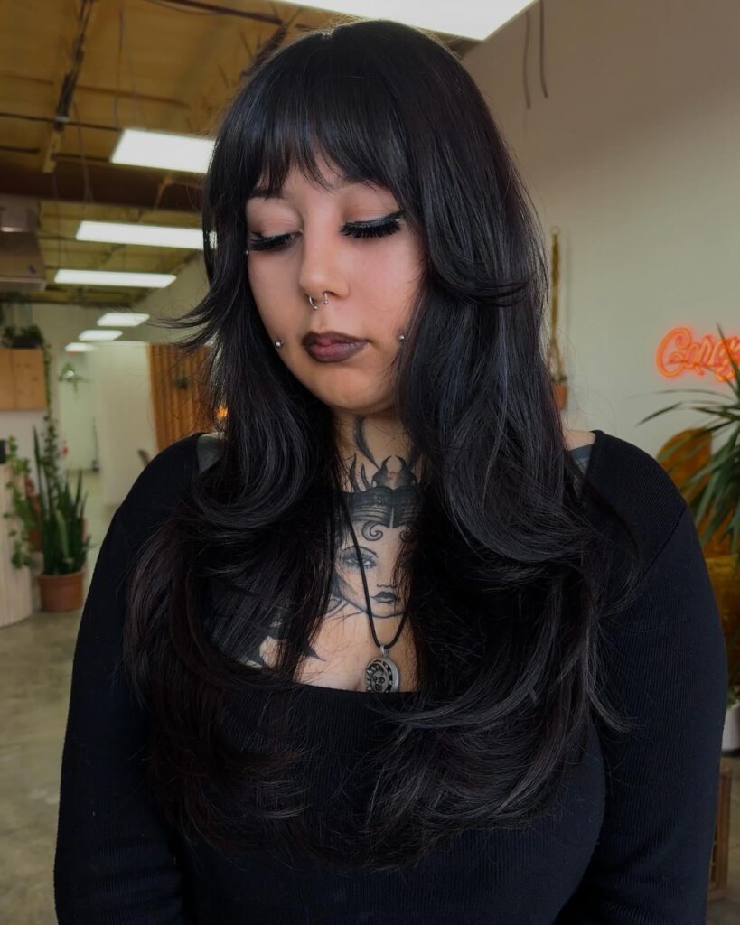 Classic Black Layers With Feathered Bangs