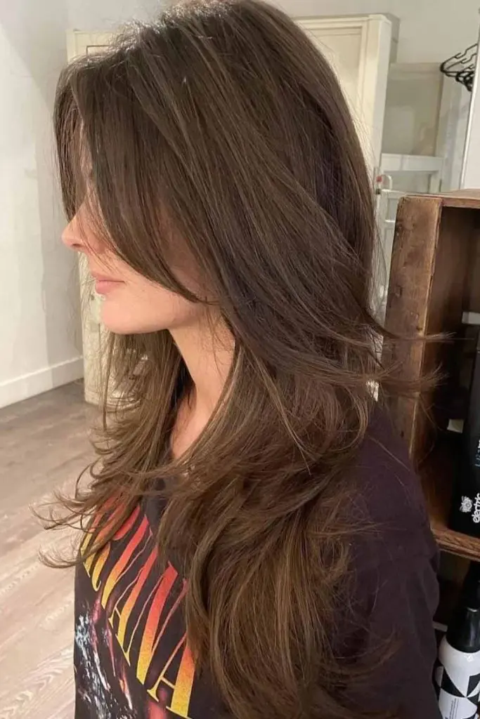 Long Brunette Textured Layered Cut