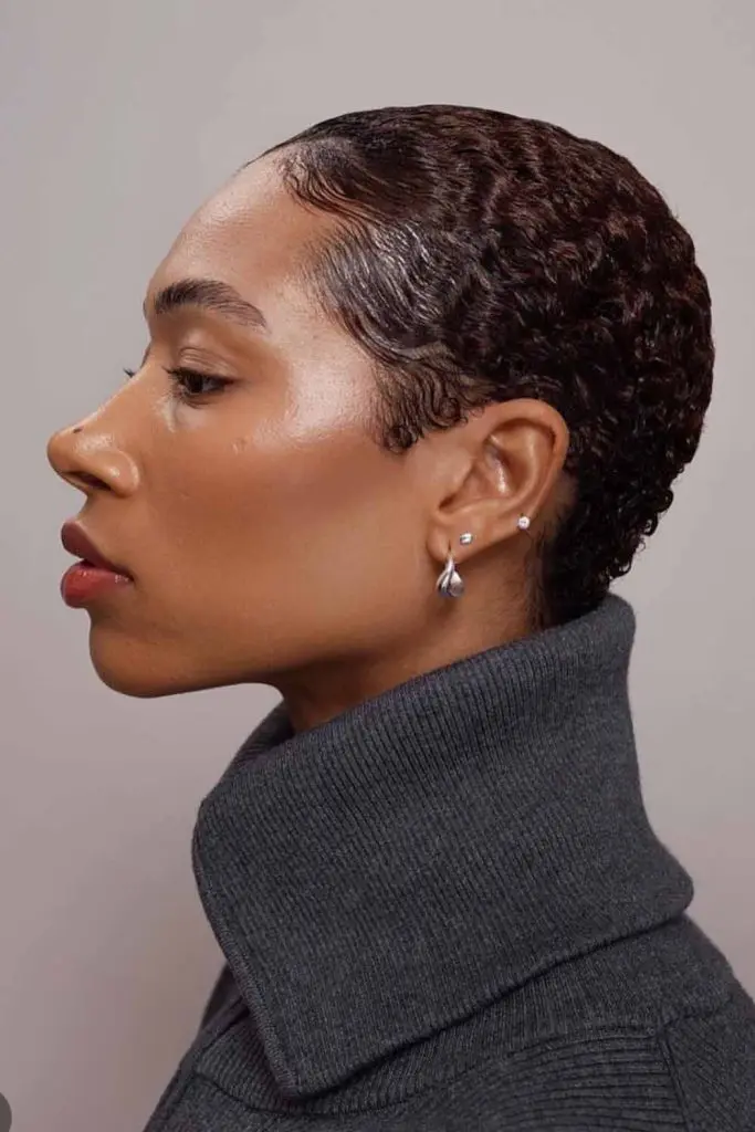 Slicked Back Short Curls With Pixie Cut