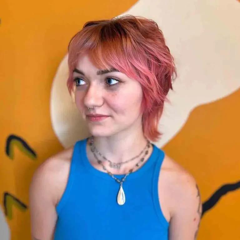 Bob Wolf Cut on Pink Hair