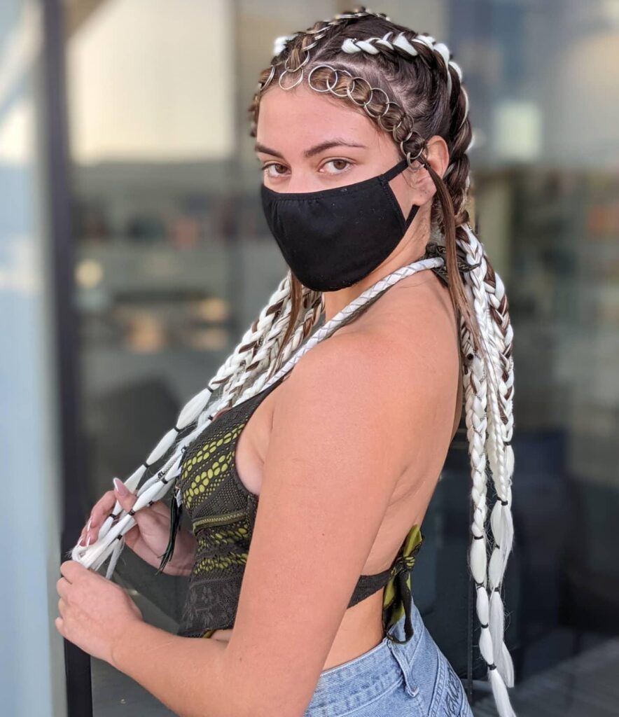 Coachella Festival White Brown Dutch Braids
