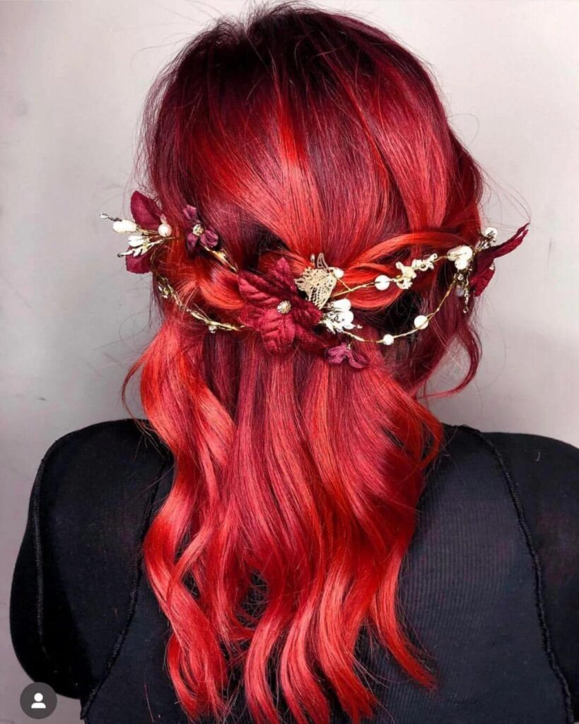 Red Half-Up Floral