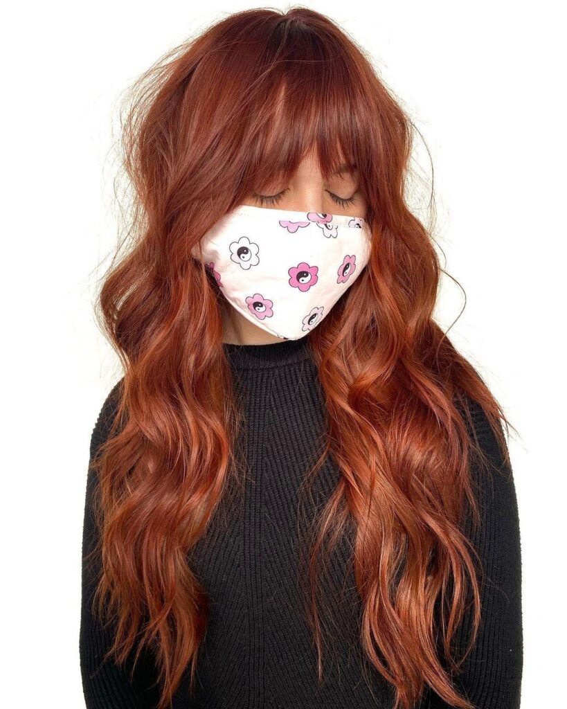 Shag Mullet Chestnut Hair With Extended Bangs