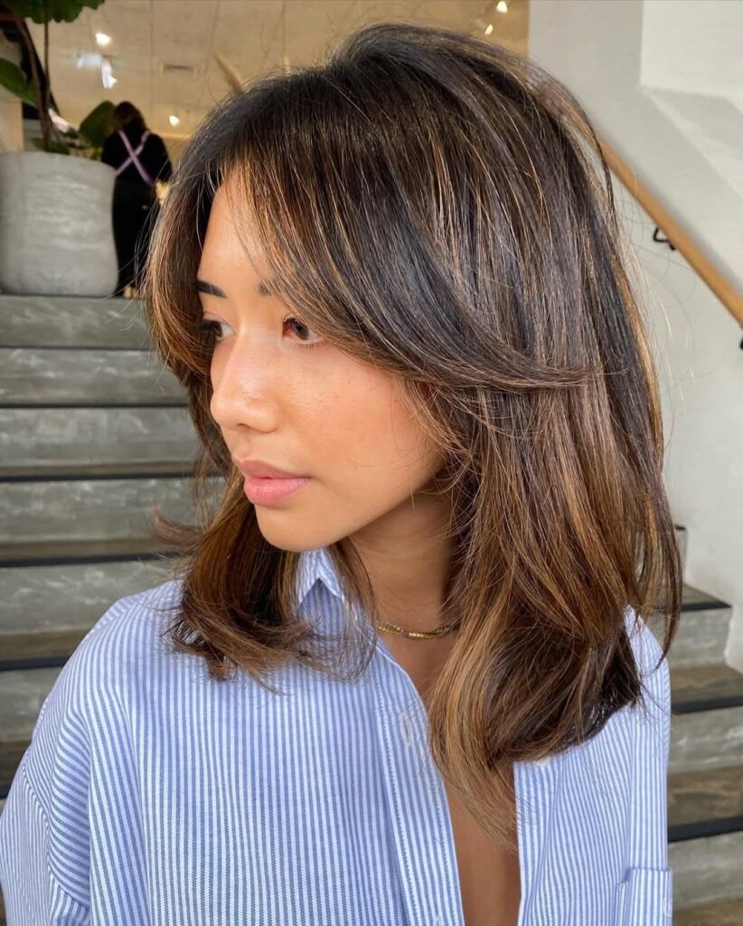 Curtain Bangs With Blowout Bob Hair