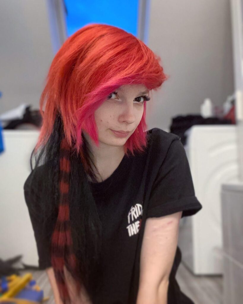Half Red Half Black Emo Style Hair