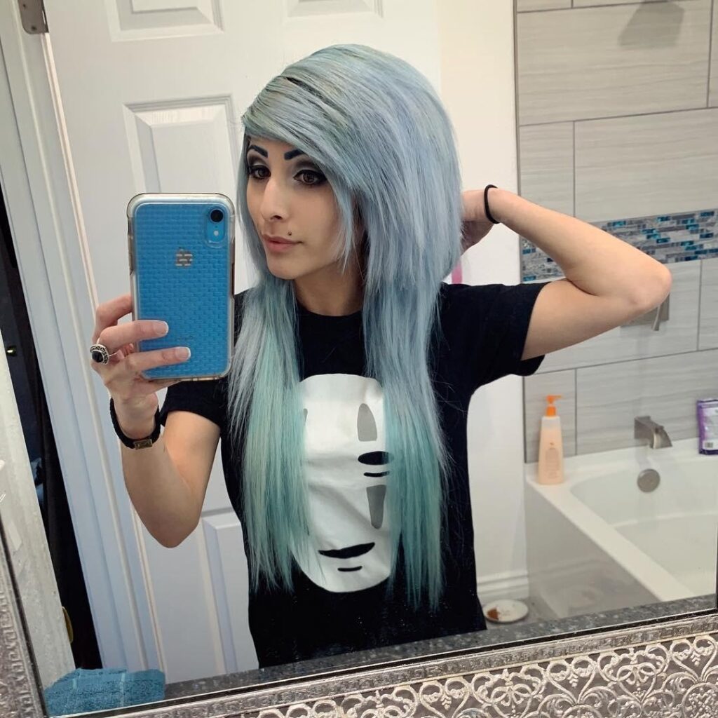 Ice Blue Long Emo Hair