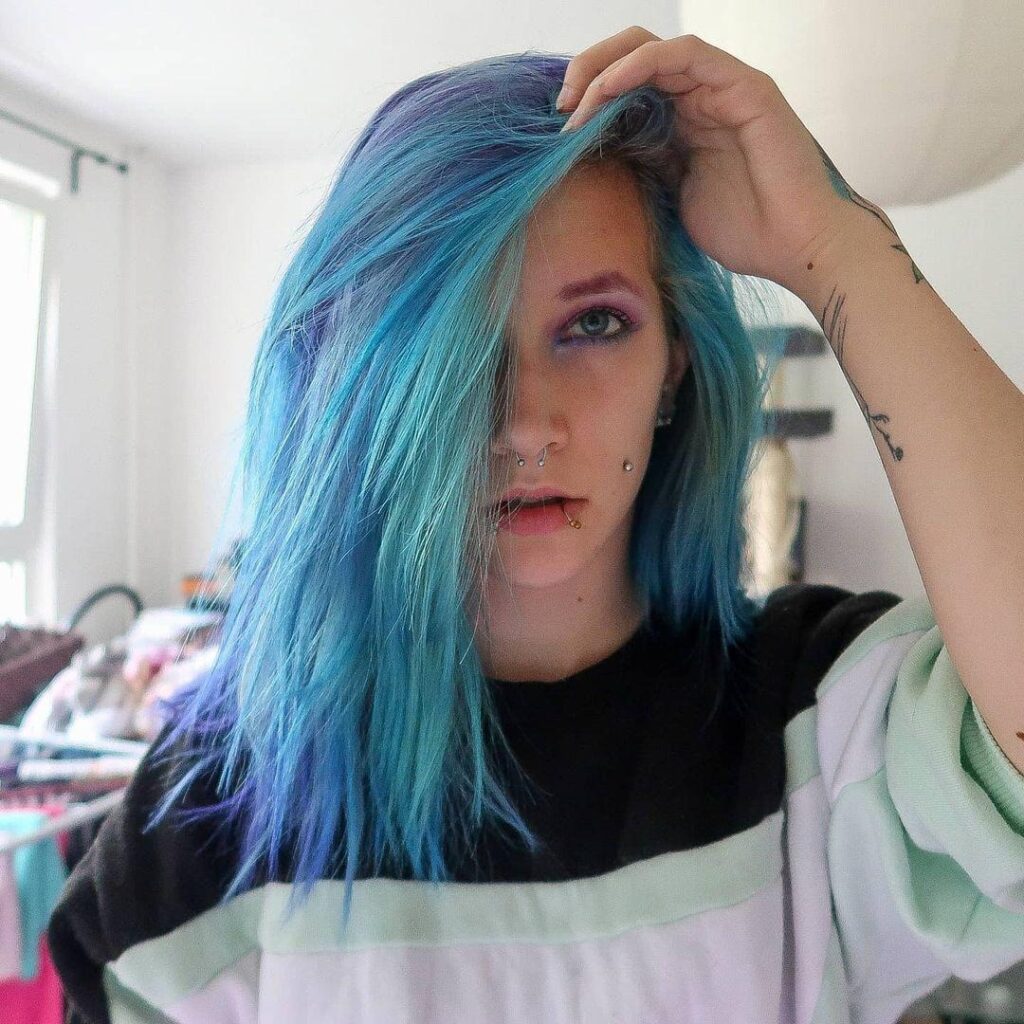 Layered Blue Hue Scene Hairstyle