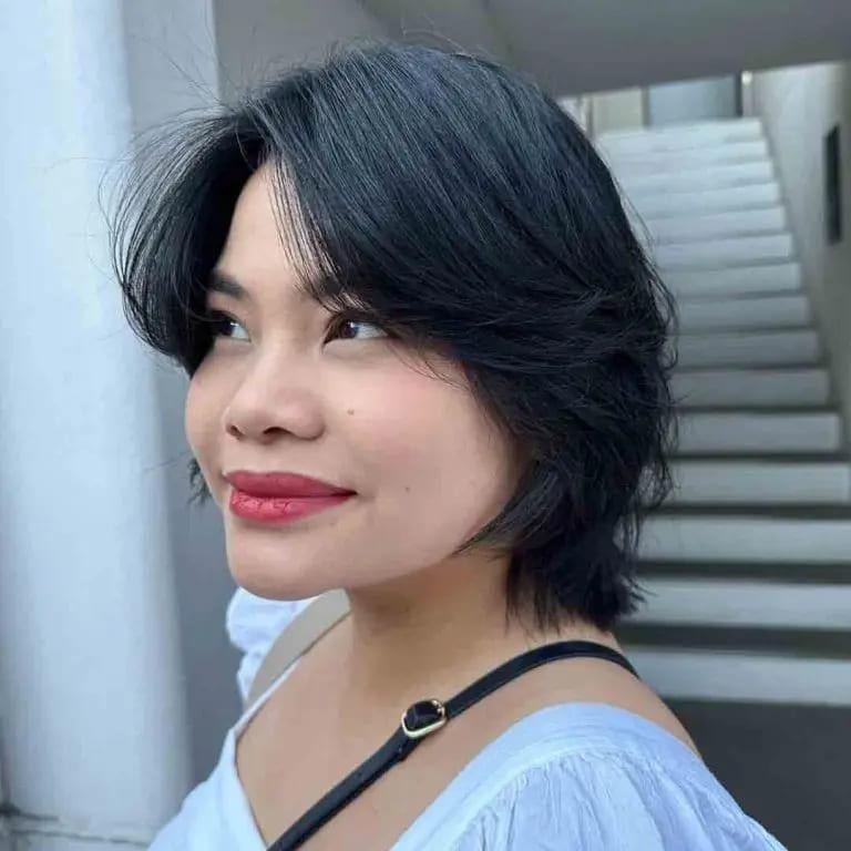 Wolf Cut on Short Voluminous Black Hair