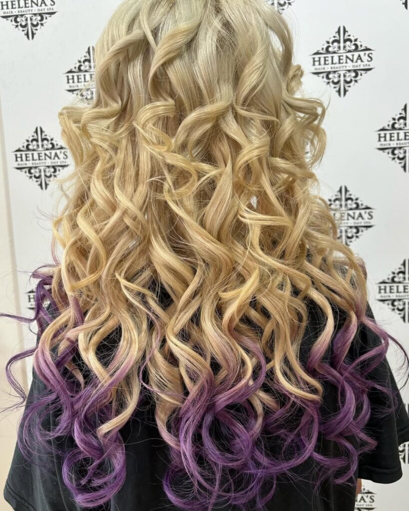 Curly Purple Dip-Dye Hair