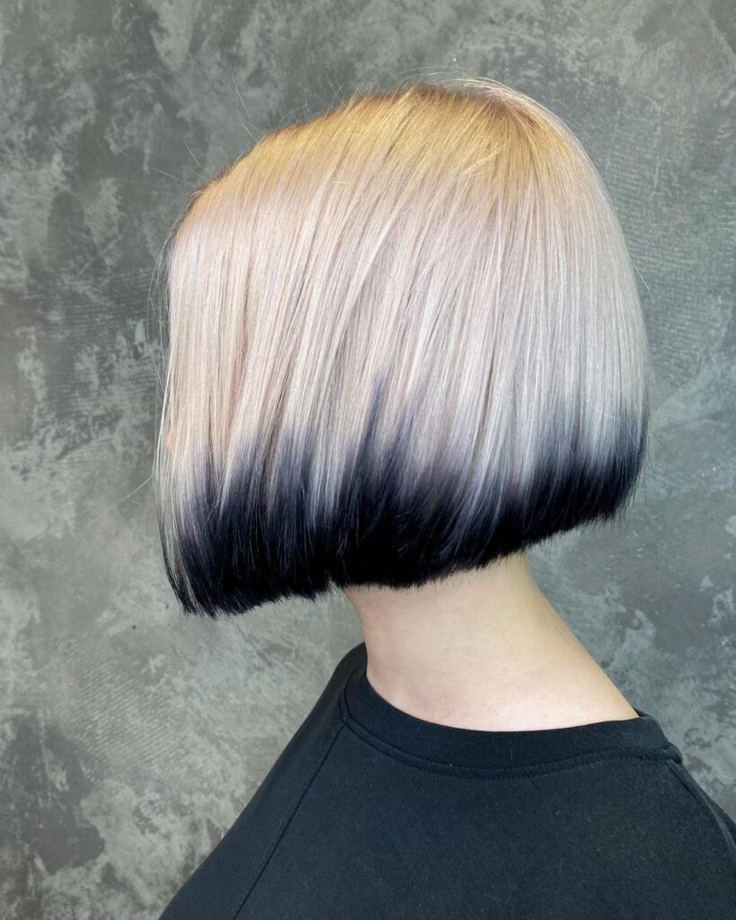 Icy Blonde Bob With Black Edges