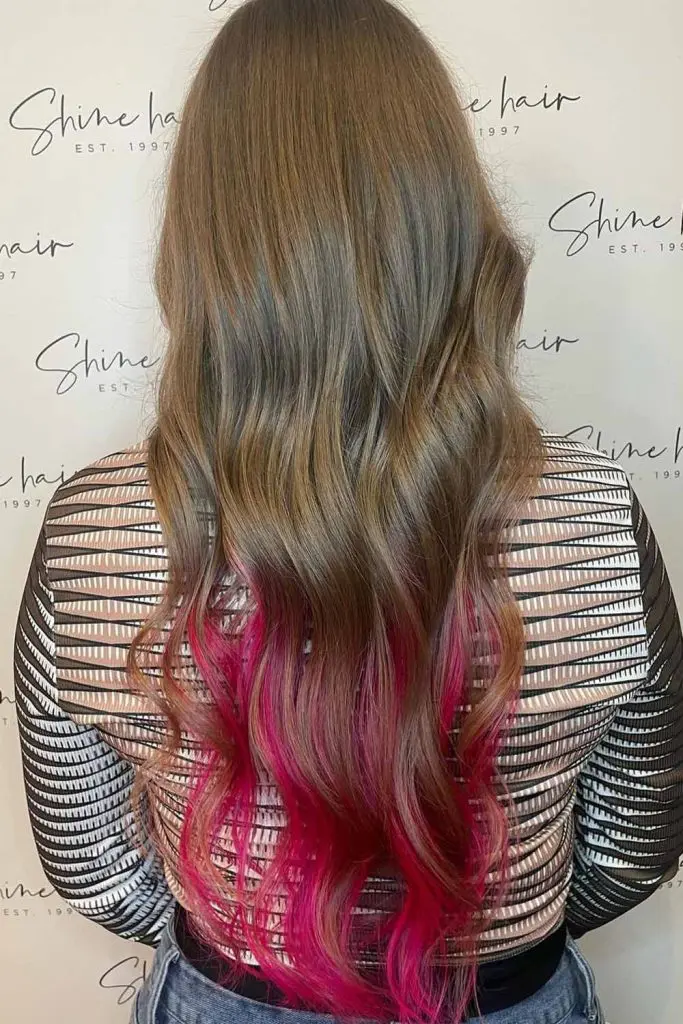 Pink Dip-Dye Long Wavy Hair
