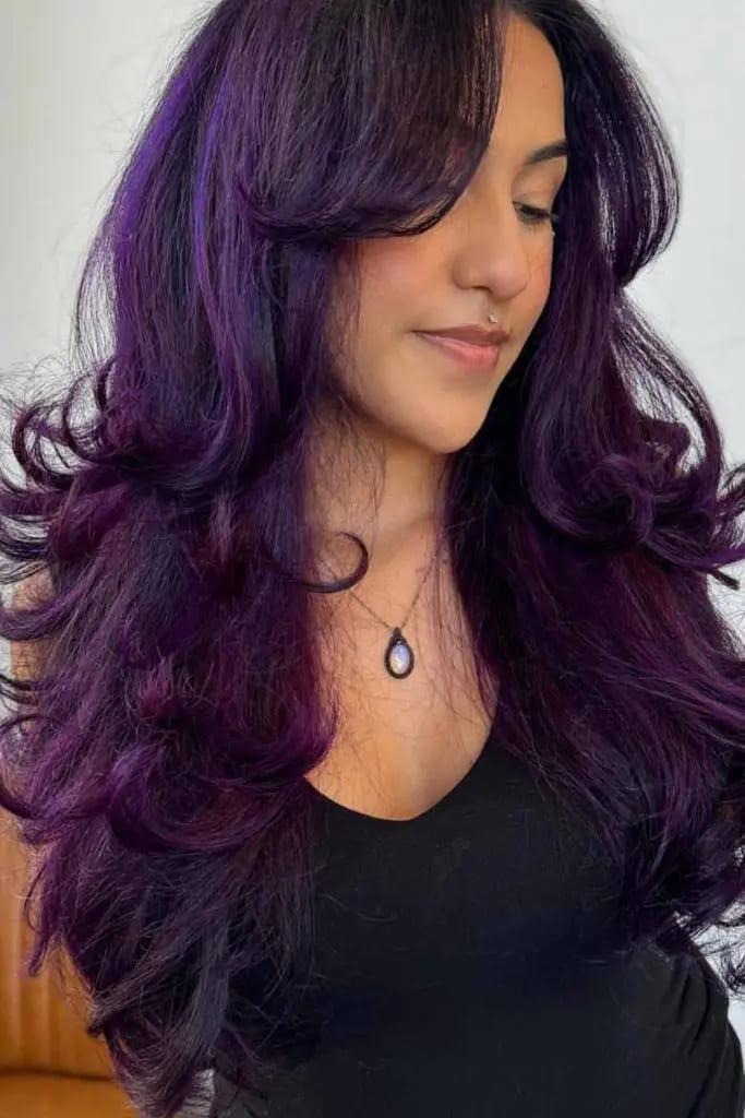 Long Purple Butterfly Haircut