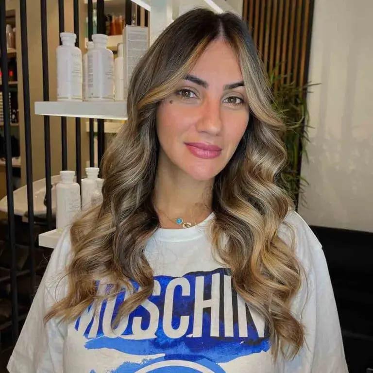 Long Balayage Octopus Wolf Cut with Curtain Bangs