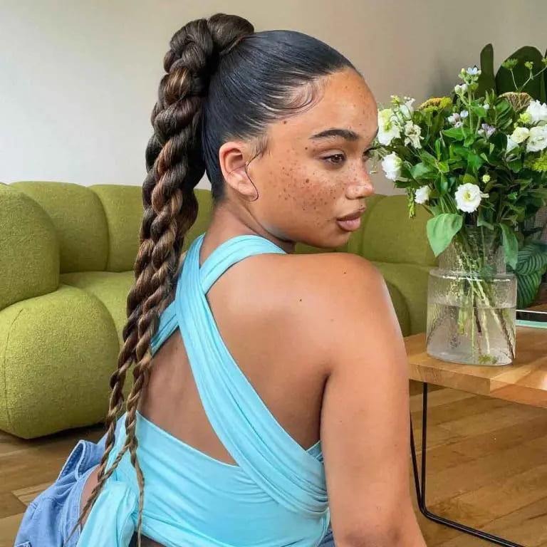 Hair With Long Bubble Braided Ponytail
