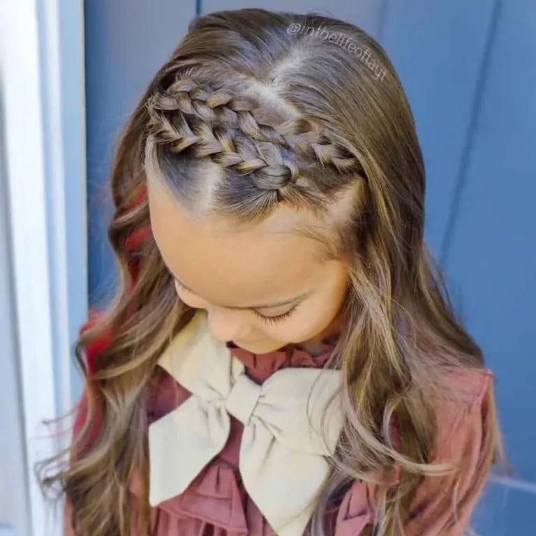 Dutch Headband Braids on Long Brown Wavy Hair