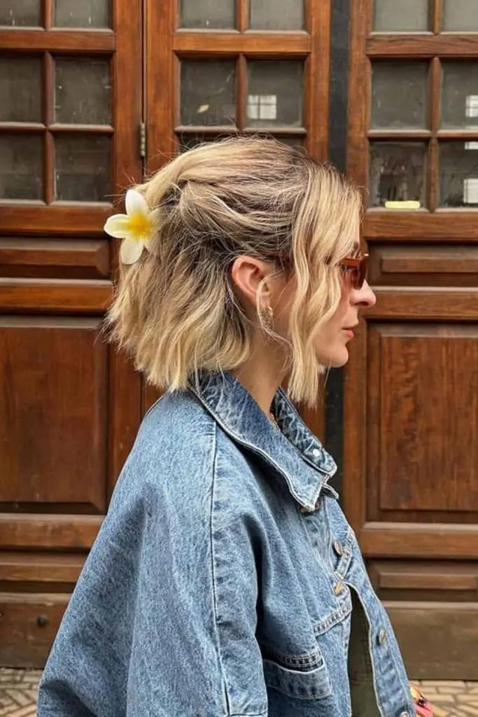 Casual Half-Up With Floral Accent