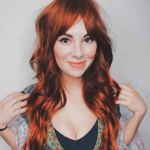 Wavy Dark Ginger Wolf Cut With Curtain Bangs