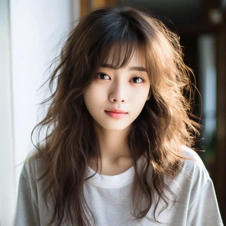 Long Shaggy Wavy Wolf Cut With Wispy Bangs