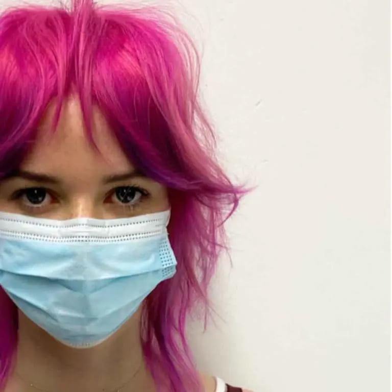 Hot Pink Short Shag Wolf Cut With Curtain Bangs