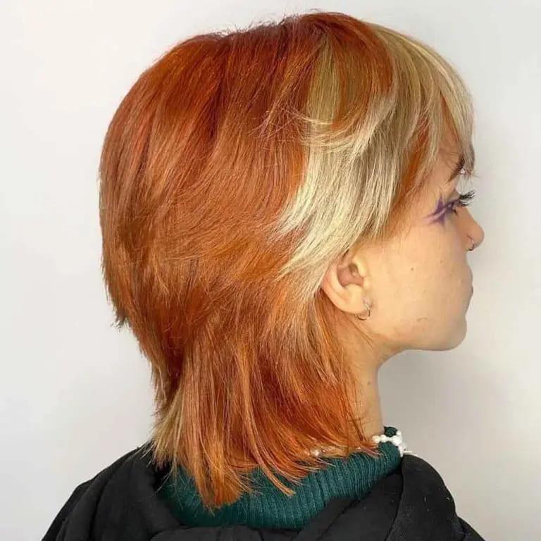 Pixie Light Ginger Wolf Cut With Blonde Chunks