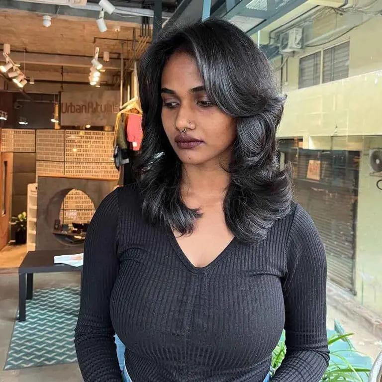 Wavy Layered Wolf Cut on Medium Hair