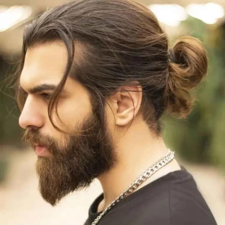 Dark Brown Messy Man Bun