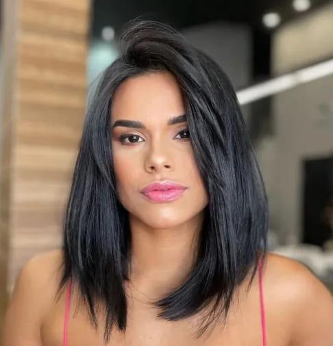 With Cheekbone-Length Bangs