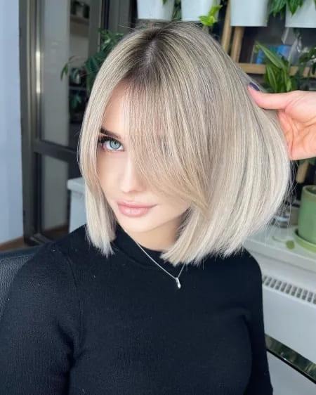 With Long Curtain Bangs