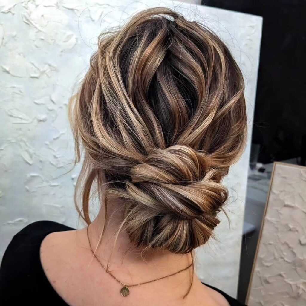 Wavy Messy Twisted Low Bun