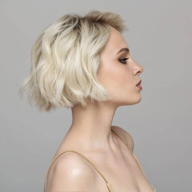 Bleached Blonde Short Wavy Hair
