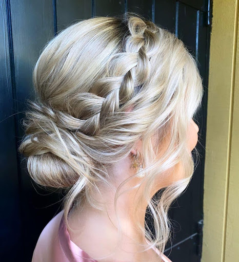 Low Bun With Side Pull-Through Braid