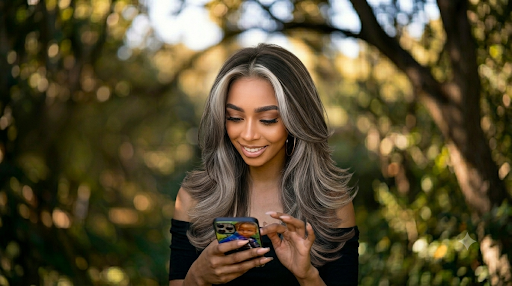 Chic Brown Hair with Silver Highlights