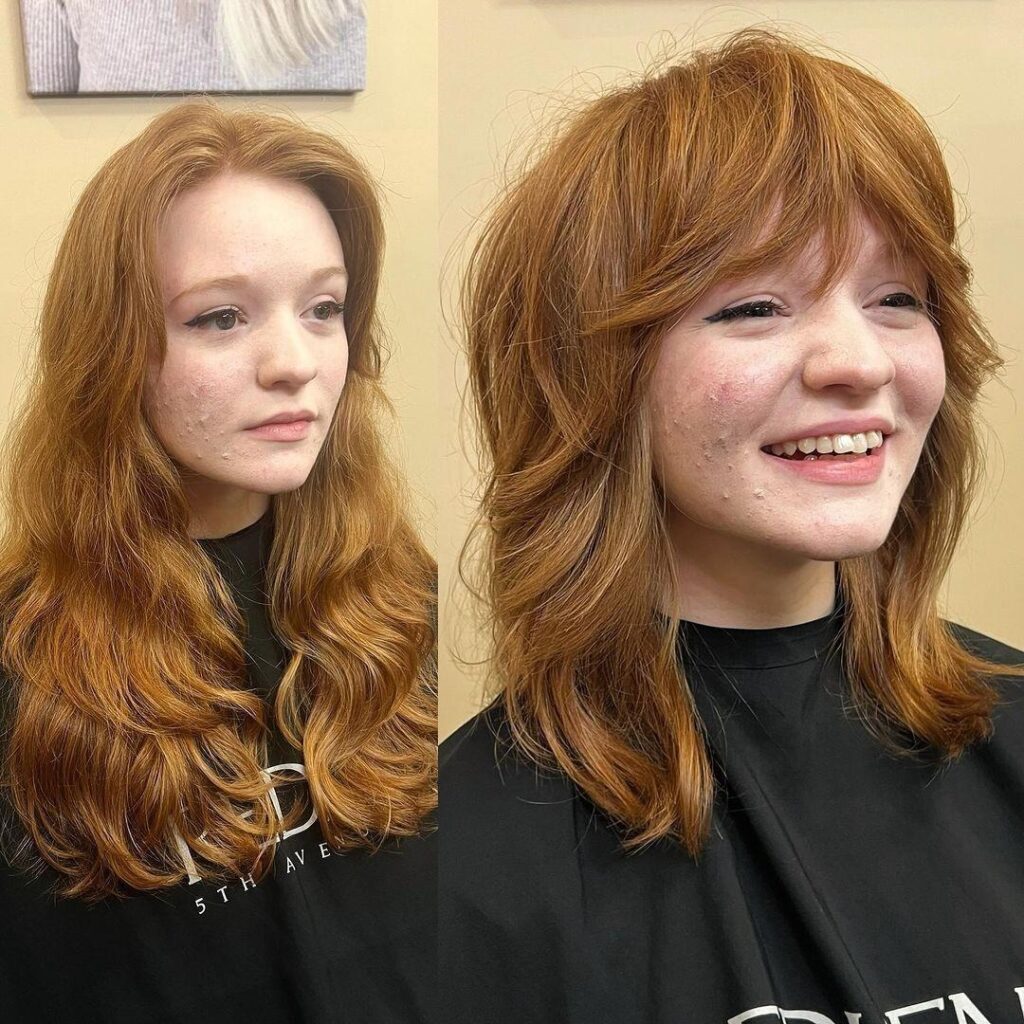Rock Style Bleached Blonde Wolf Cut With Bangs
