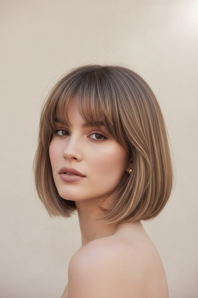  Blunt Blonde Bob with Fringe