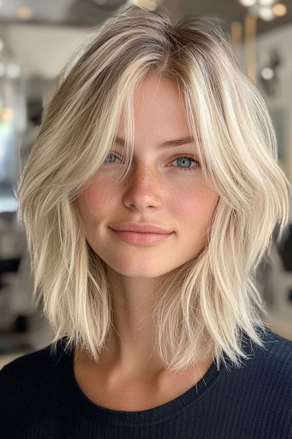  Tousled Blonde Bob with Layers