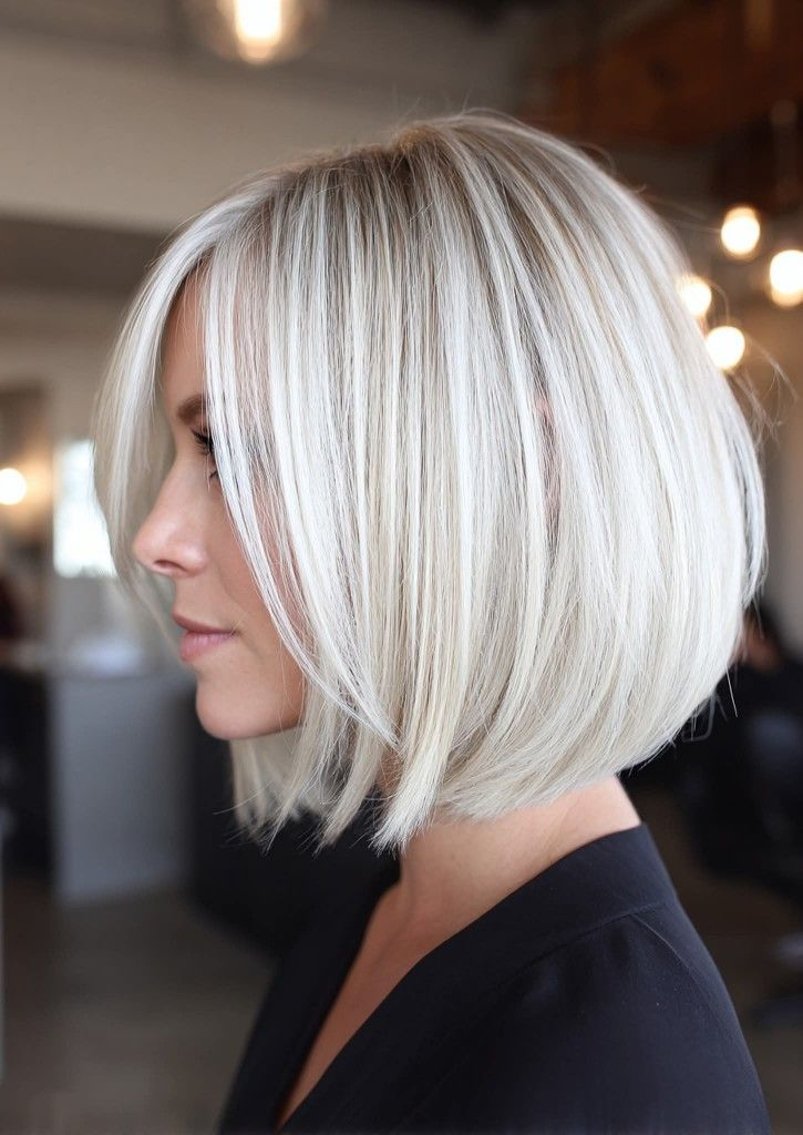 Sleek Icy Blonde Bob