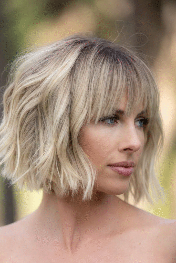 Tousled Blonde Bob with Textured Ends