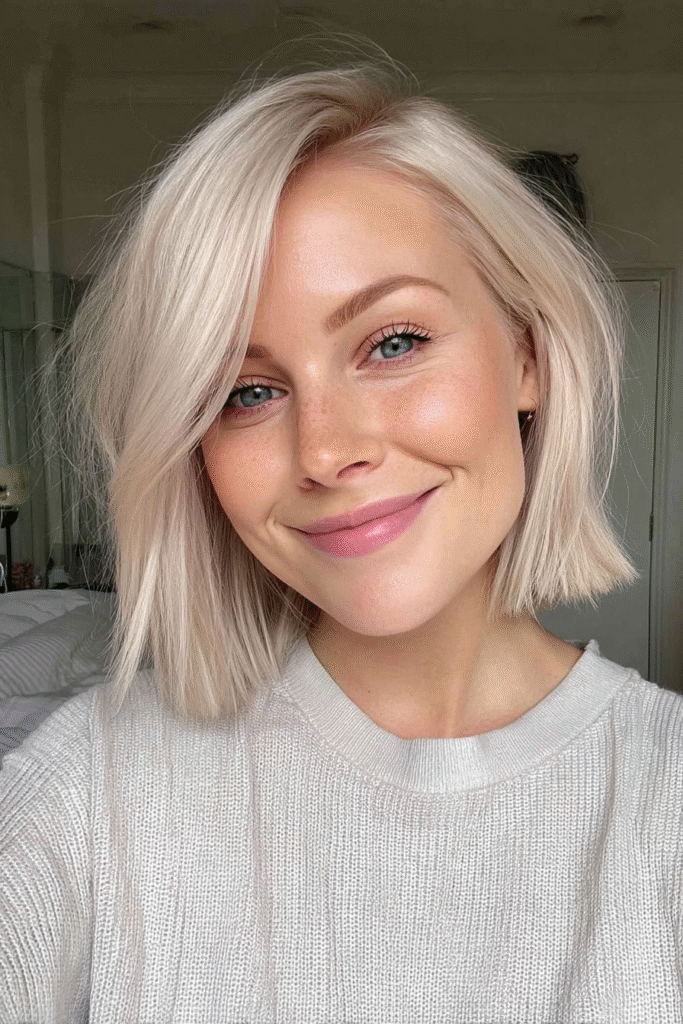 Platinum Blonde Bob with Subtle Volume