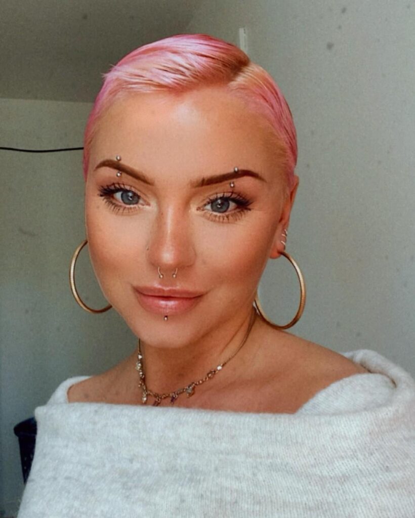 Pink Textured Fade Pixie Cut