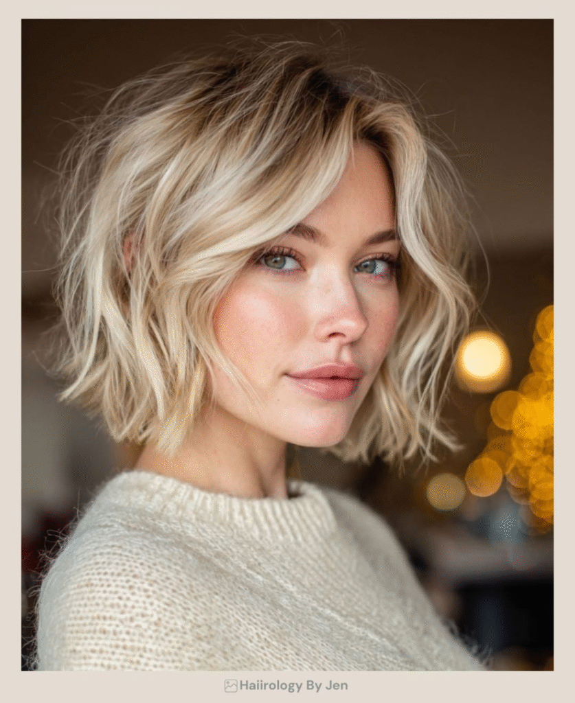 Soft Blonde Bob with Loose Waves