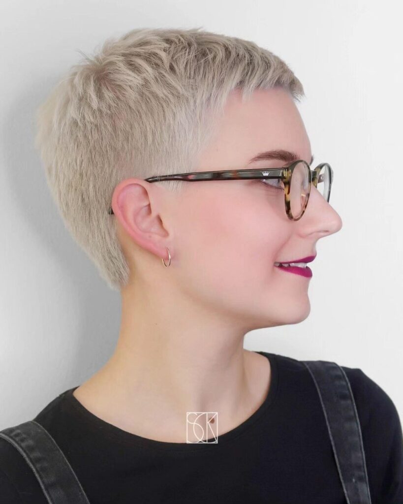 Blonde Tousled Pixie with Short Sides