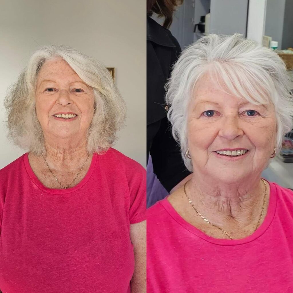 White Short Pixie Cut for Older Women